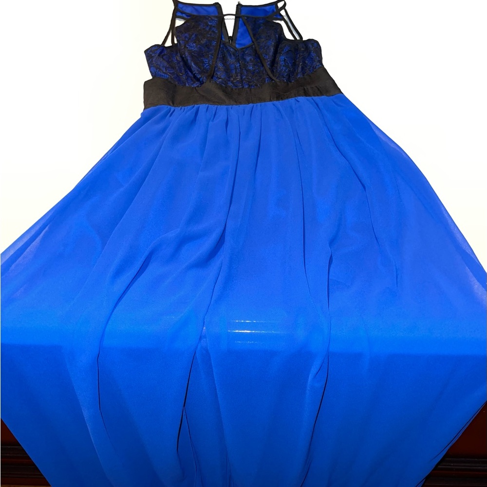 BCBGGeneration Electric blue and black floor length dress